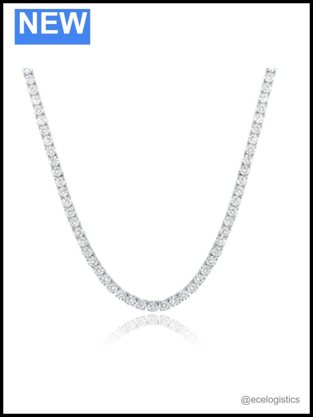 18K White Gold Plated 4.0mm Round Cubic Zirconia Tennis Chain Necklace 26 Inch